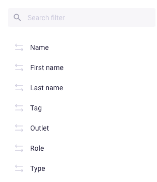contacts filter list