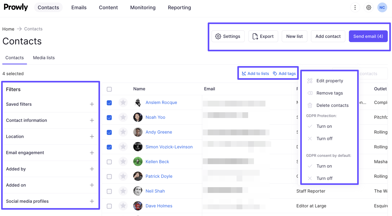 Contact Menu How to manage contacts with a PR CRM