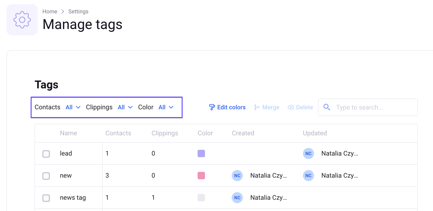 How to add and manage tags