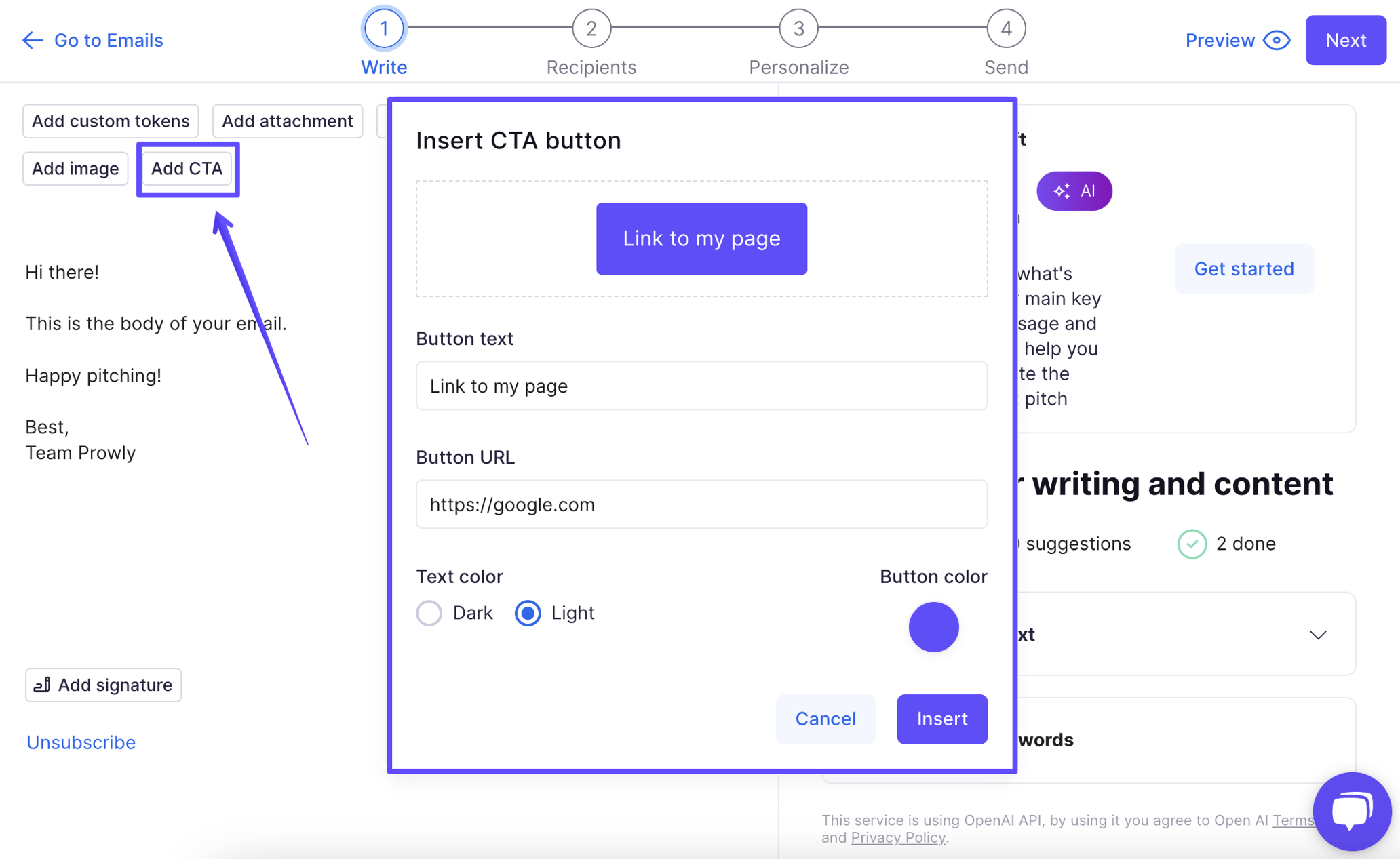 How to include a Call-to-Action button in an email