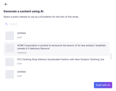 emails draft with AI press release