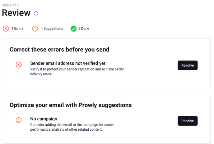 emails review errors and suggestions