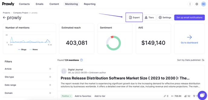 media monitoring mention export