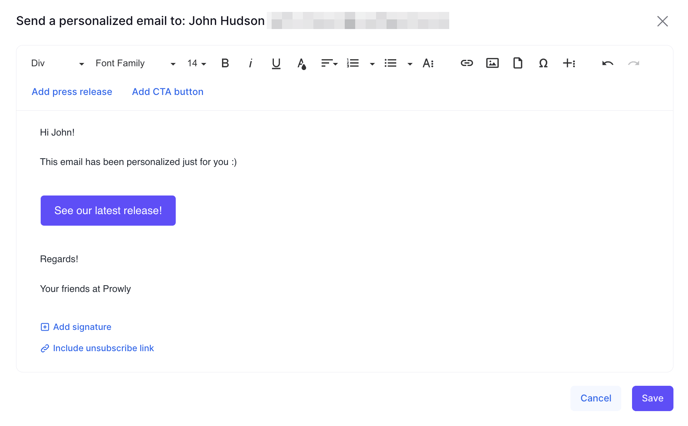 emails personalize email body
