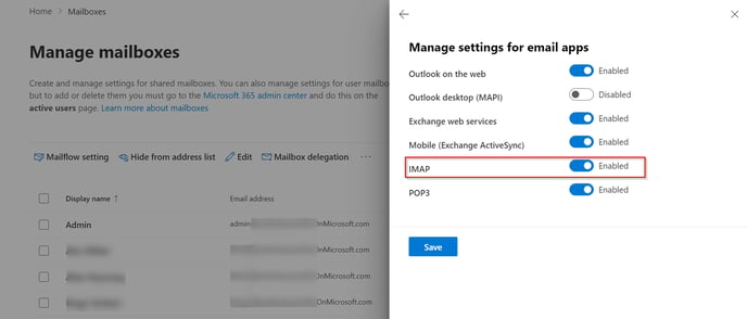 imap settings o365