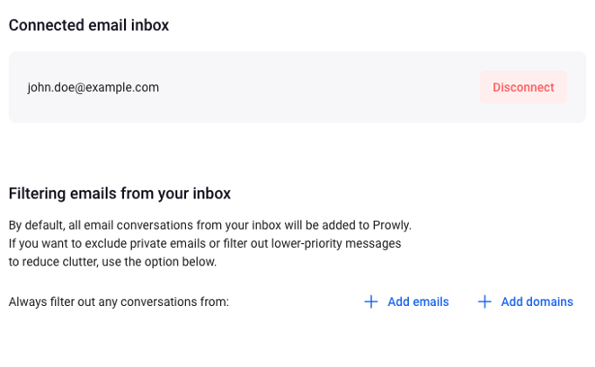 connected inbox filter out emails