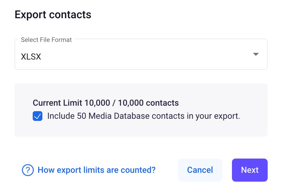 How are export limits counted
