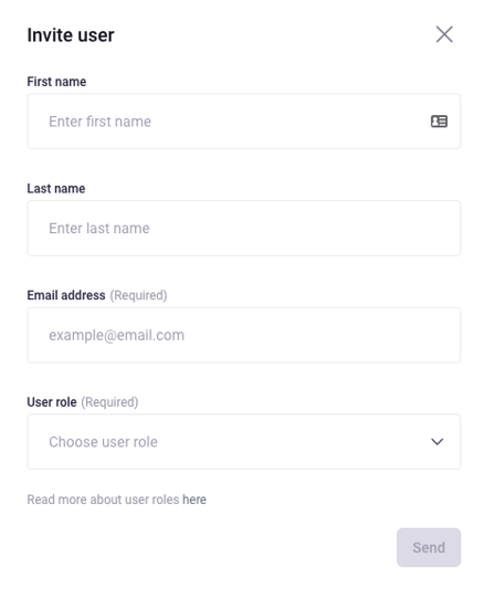 invite user form